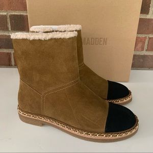 Steve Madden Women’s Tayson Brown Suede Shearling Ankle Boots Size US 11 M NEW.